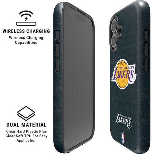 NBA Los Angeles Lakers Black Primary Logo iPhone 16 Plus Magsafe Impact Case